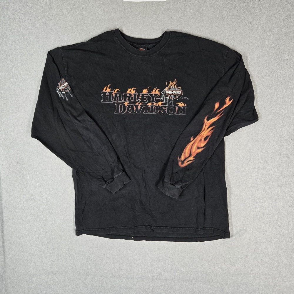 VINTAGE Hanes Men Shirt XXL Black Graphic Rocklin California Grunge Flames READ